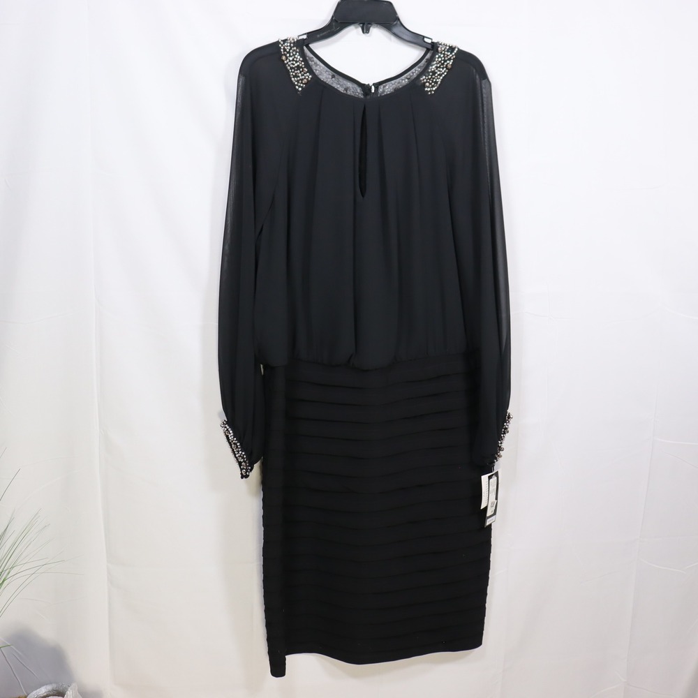 Xscape Cocktail Dress 16W Black Women Evening Glam Wedding Guest NWT